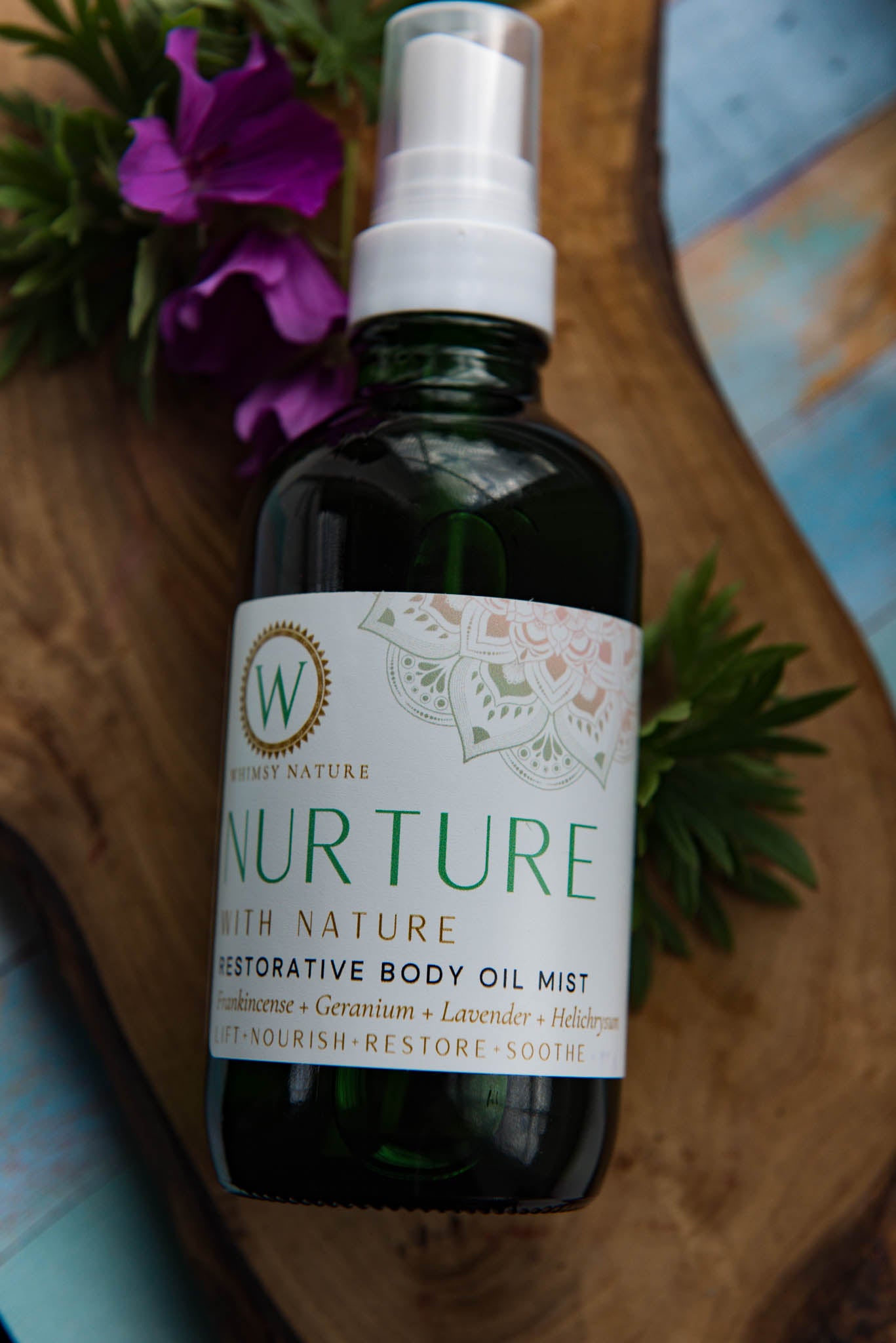 Nurture With Nature Restorative Body Oil Mist with Frankincense, Geranium, Lavender & Helichrysum