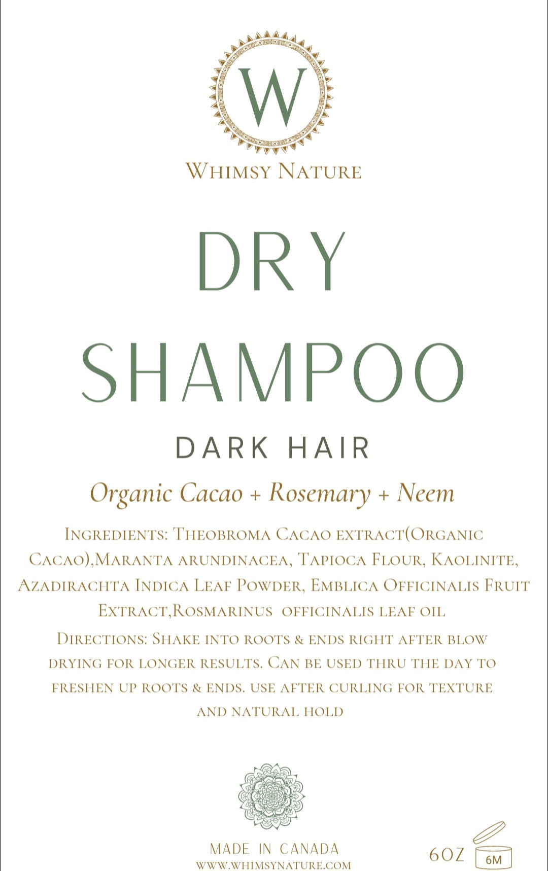 Dry Shampoo with Organic Cacao & Rosemary