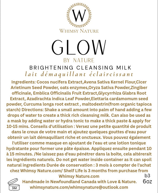 Glow By Nature Brightening Cleansing Milk with Organic Milk, Oats & Botanical  Extracts